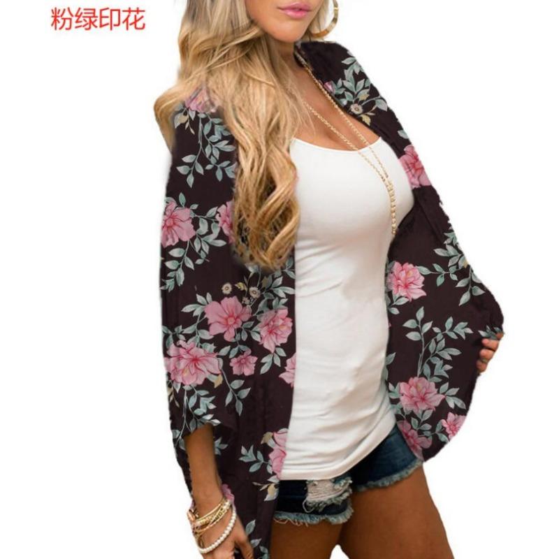 YYFS Blusas y Camisas de Moda Casual de Verano Primavera para Mujer con Estampado de Patrón Floral y Mangas 3/4