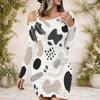 Women Plus Size Abstract Printed One Shoulder Long Sleeve Bodycon Mini Dress