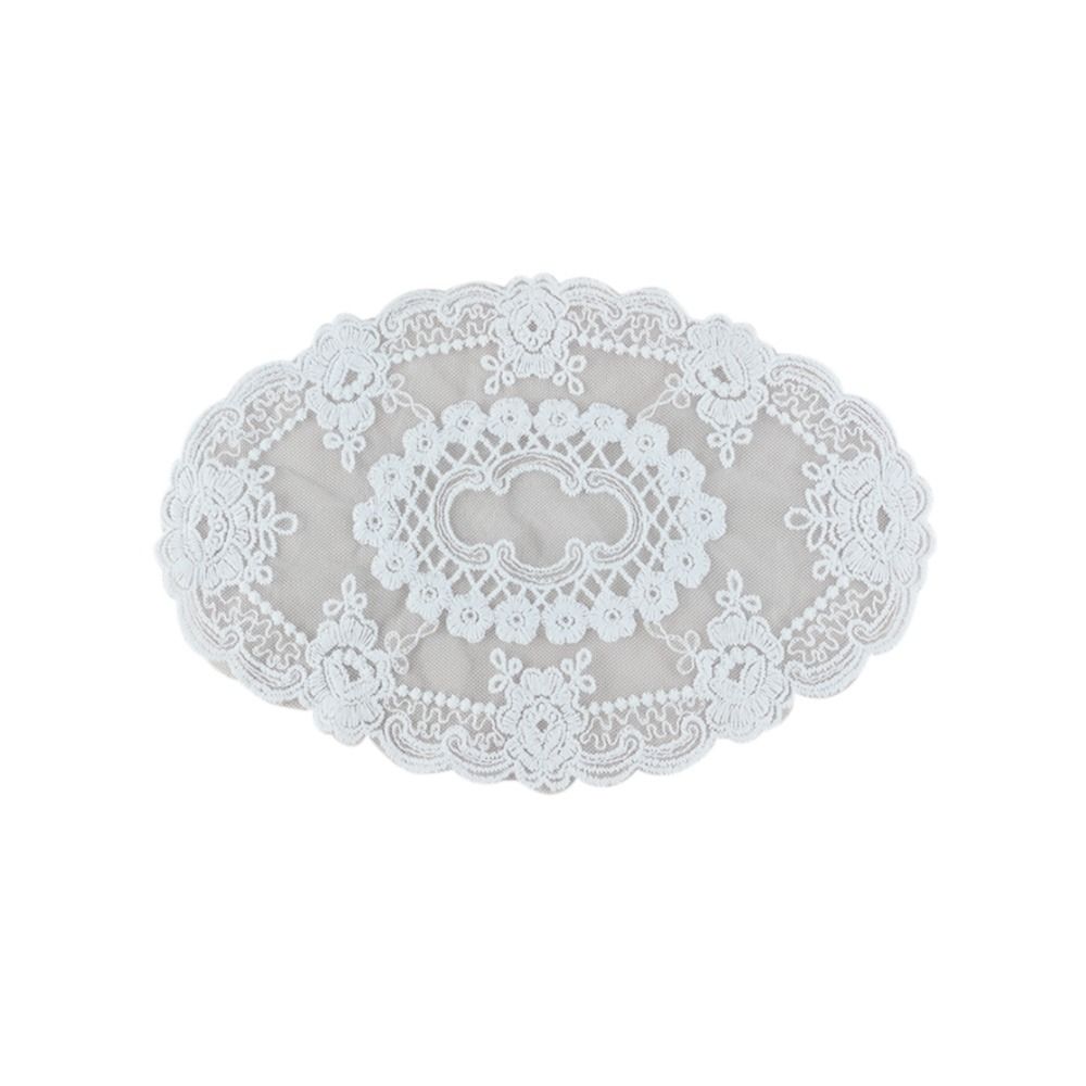 

Вечеринка Свадьба Украшения для дома Кружево Вышитые Подставки Салфетка Скатерть Изоляция Обеденный Коврик 17x28cm-Oval