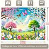 2D Cherry Blossom Spring Backdrop with Colorful Wildflowers