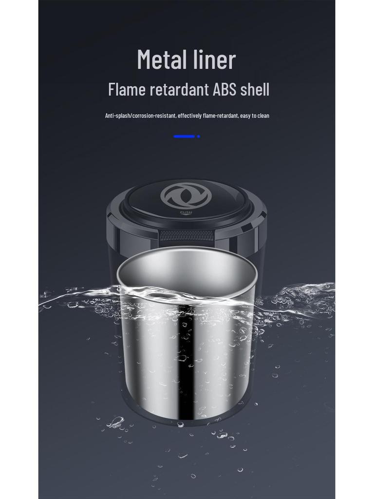 Dongfeng Car Ashtray: Stainless Steel, Flip-Top, Trendy Design