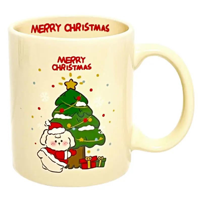 

350ml Christmas Cartoon Ceramic Mug Niche Design Sense High Beauty Water Cup Cute Birthday Gift Girls Household Mugs Drinkware 350ml