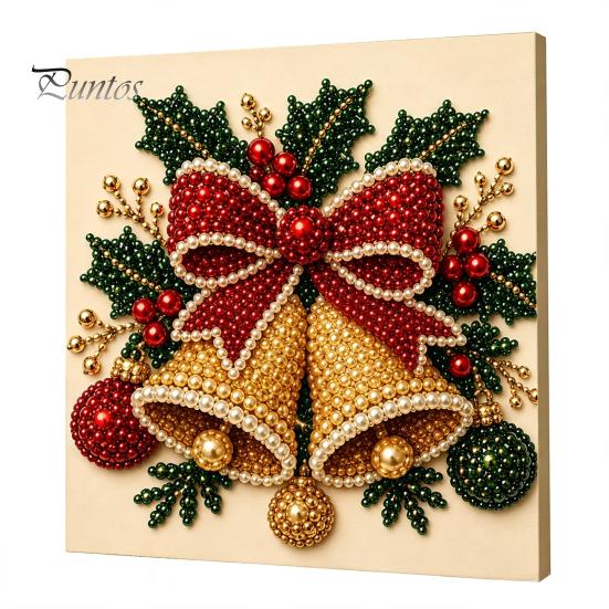 DIY Faux Pearl Art Crafts Christmas Kit, Santa Snowy Cottage Painting Kits for Adults 3D Bead Craft Set Adults, Home Winter Holiday Wall Decor Indoor