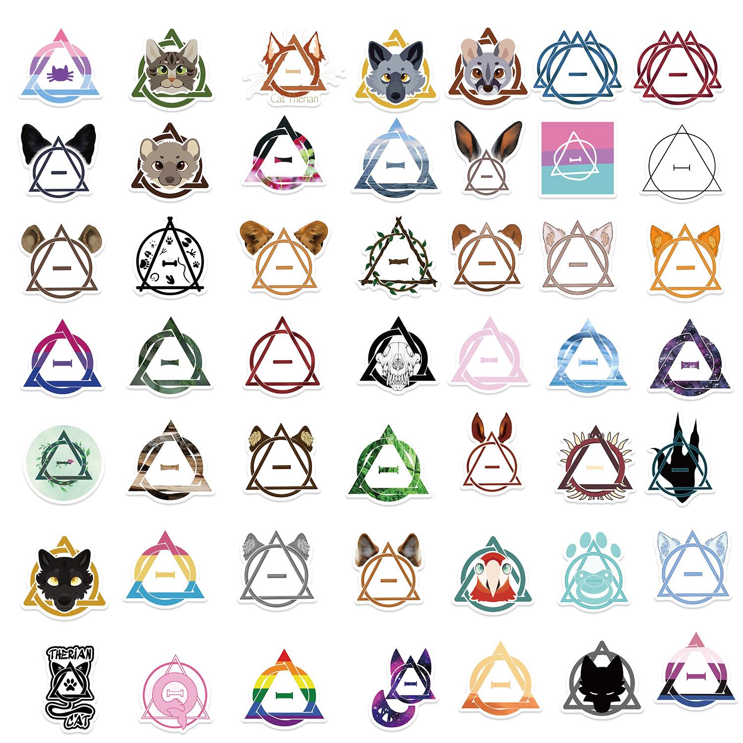 

50 Cartoon Therian Graffiti Stickers Guitar Notebook Suitcase DIY Waterproof Stickers