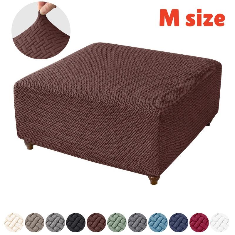 Jacquard Stretch Ottoman Cover S/M 2 Size Living Room Sofa Footrest Stool Slipcover Anti-scratch Pouf Covers Home Decoration