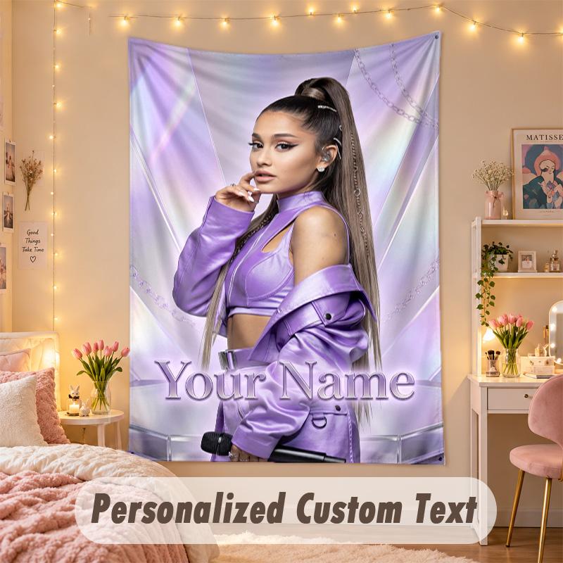 Benutzerdefinierte Personalisierte Wandteppich, Ariana Grande Druck Benutzerdefinierter Name Text Wandkunst Hängend für Schlafzimmer