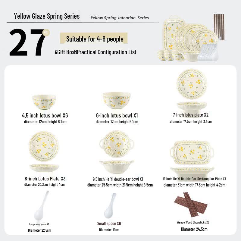 KANGMO 27-Piece Ceramic Dinnerware Set