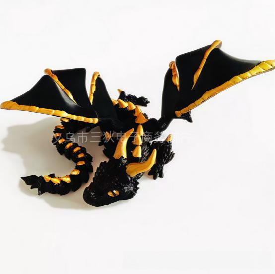 3D Printed Articulated Large Horned Flying Dragon Action Figure Ornament Toy Gift