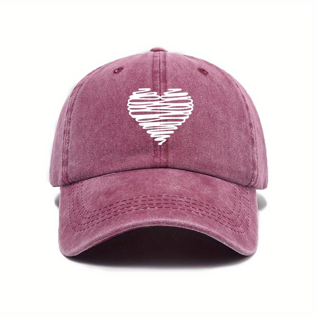 Retro Baseballkappe für Männer und Frauen, weißer Herzaufdruck, lässiger urbaner Stil, Must-Have für Frühling und Sommer