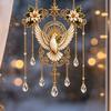 Elegant Indoor Hanging Decor Stained Glass Effect Blessing Suncatcher, Acrylic Angel Prayer Window Sun Catcher for Windows Ornament with Faux Crystal