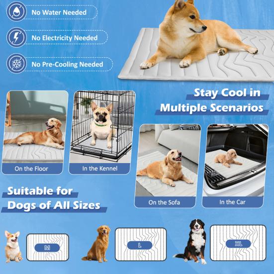 Dog Cooling Mat Summer Self Cooling Pet Sleeping Pad for Dogs Cats Washable Non-Slip Cool Blanket for Indoor Outdoor Use