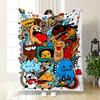 A Colorful Collage of Quirky Cartoon Characters and Playful Doodles. for All Seasons Blanket Lunch Break Throw Gift