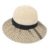 Straw Hat with Sunshade for Dot Wide Knitted Sun Cap for UV Small Beach Easy to Going Mountain Beige [XGOPTS] Women, Summer, Cool, Elegant, Mesh,