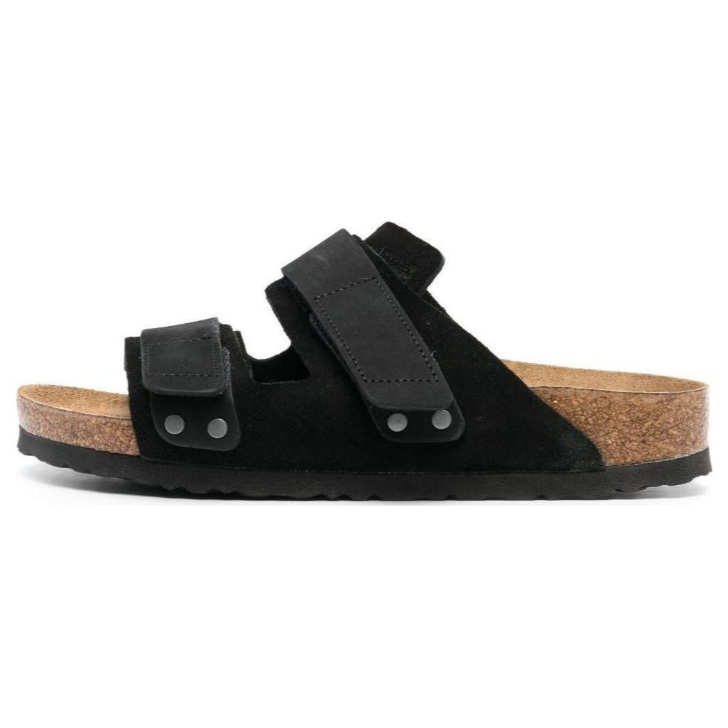 Birkenstock Uji Comfortable Versatile Outdoor Breathable Rubber Antibacterial Shock-Absorbing Slide Sandals Unisex sandals Black 1024832 36