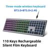 Rechargeable Bluetooth-compatible Keyboard 110Key Wide Compatibility Support 7 Color Backlit Quiet Typing