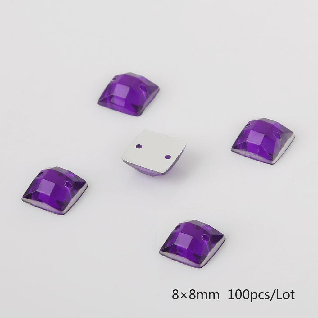 50/100 de bucăți de cusut cu strasuri cu spate plat, margele acrilice pătrate, pietre de cristal strass, pentru decorațiuni de album de însemnări DIY