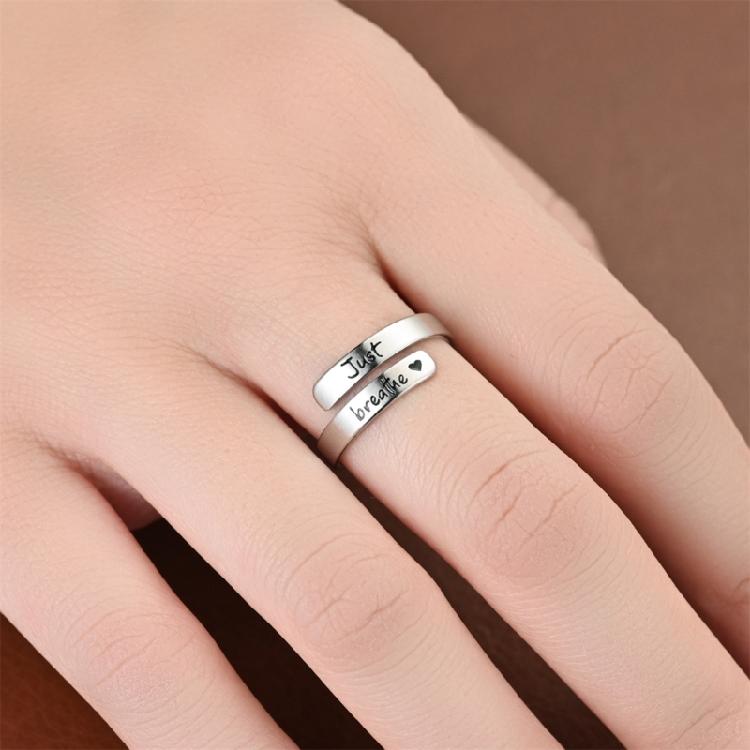 Elegant Adjustable Wedding Rings Dating Rings Letter Pattern Opening Finger Jewelry Suitable for Woman and Man Present