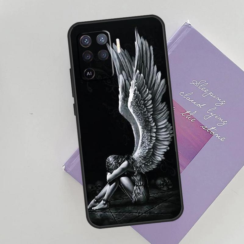 Angel Wings Heart Phone Case For Oppo A54 A74 A94 A15 A16 A17 A52 A72 A76 A96 A57 A58 A78 A98 A53S Cover Case