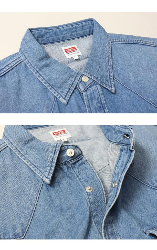 Top Denim Western Shirt Long Sleeve ET2129 Medium Blue L [Edwin] Men's