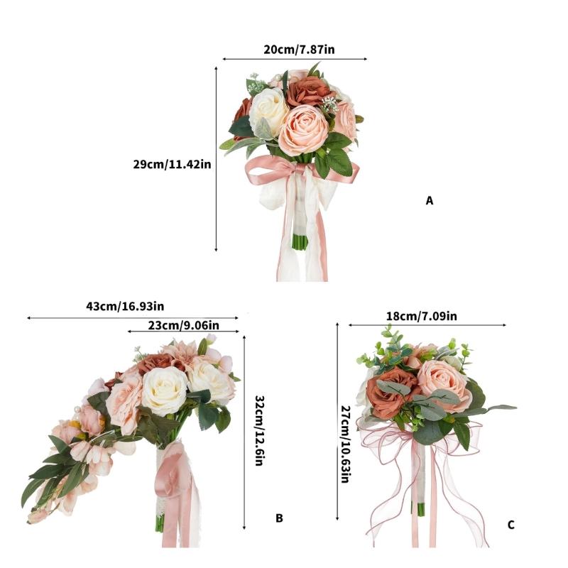 Sophisticated Bridal Hand Bouquet Wedding Accessories Artificial Silk Rose Bridesmaids Holding Flower Bride Decoration