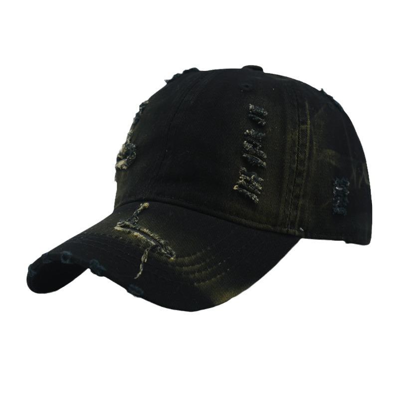 Grensoverschrijdende Hottrend Gescheurde Baseballpet Gewassen Kleurverloop Snapback Ademend PVC 6-Panel Koppels Gebogen Vizier Effen