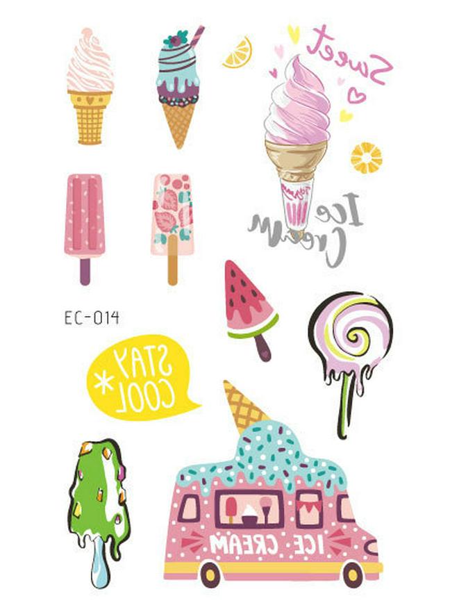 Wasserdichte Niedliche Eis & Donut Tattoo Aufkleber für Kindergeburtstage
