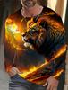 Camiseta de manga larga con estampado de león para hombre, ropa informal para hombre, camisetas de moda con estampado 3D completo de animales, ropa de calle