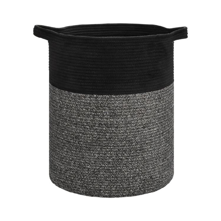 Breathable Cotton Rope Hamper Basket With Supportive Handles Large Capacity Storage Container For Clothes