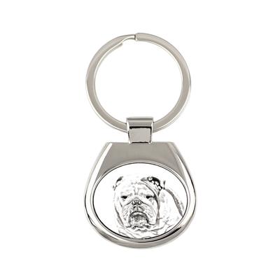 Bulldogge, Englische Bulldogge, Britische Bulldogge - Schlüsselanhänger mit Hund, Schlüsselanhänger mit Aufdruck, personalisierter Anhänger der Marke