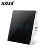 AXUS Touch Switch Wall Light Switch Luxury Crystal Tempered Glass EU US Standard Panel AC110-250V  1/2/3 Gang LED Button
