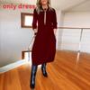 Basic Solid Color Long Sleeve Dress For Work And Casual Wear With High Waist For Winter