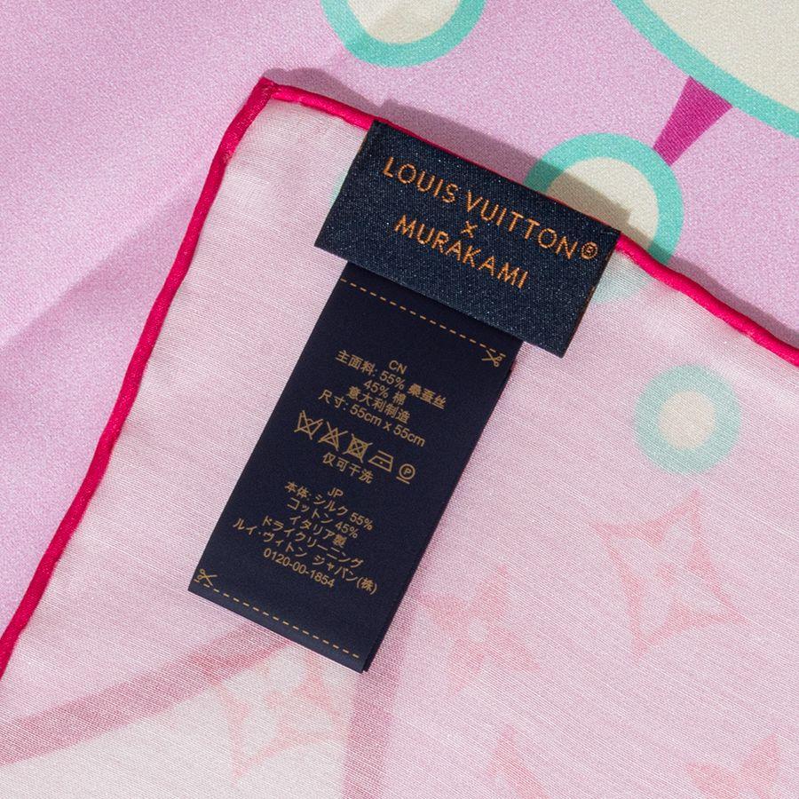 Used [Unused] LOUIS VUITTON Louis Vuitton LV x TM Carre 55 Cherry Blossom Scarf M96088 Japan Limited Takashi Murakami Silk Cotton Pink [Used]