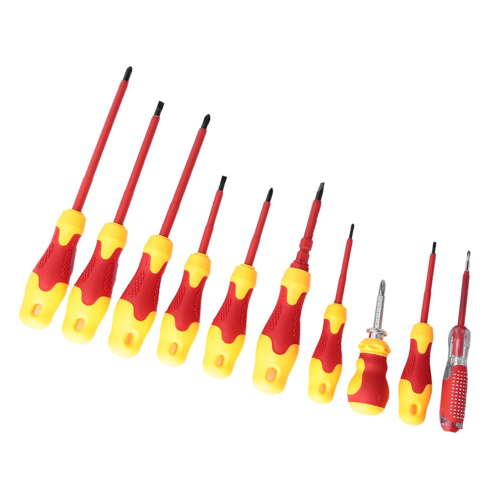 10PCS Multifunction Electrician Insulated Screwdriver Slot Cross Screwdriver Repair Tools