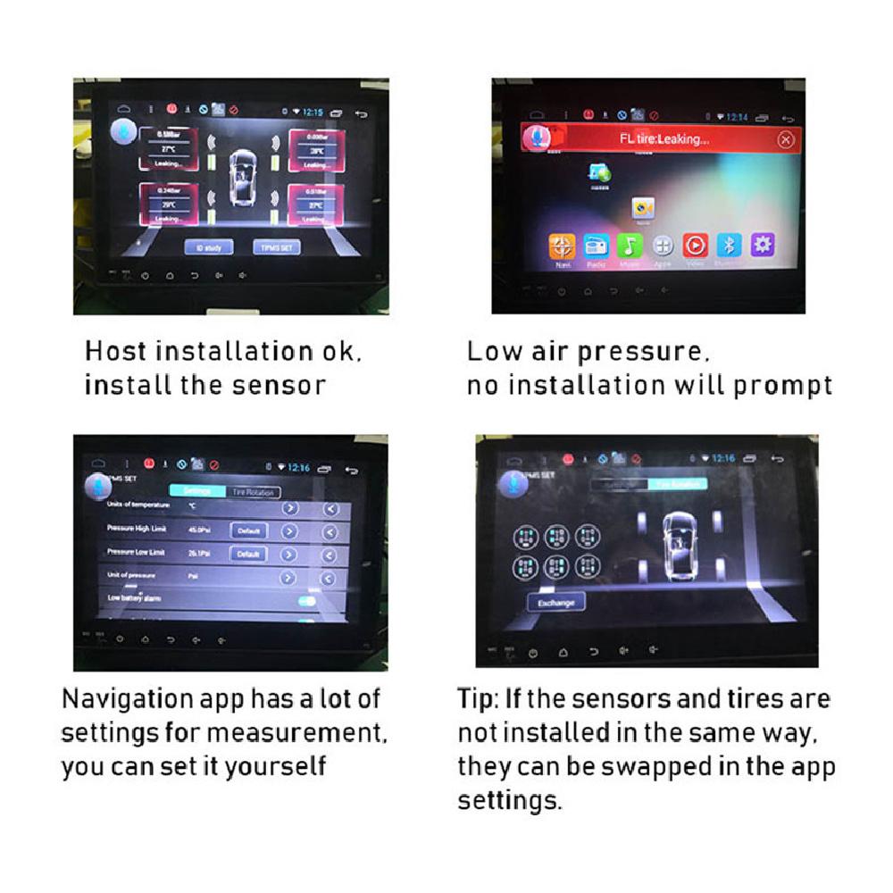 Car Tpms Usb Tire Pressure Monitor Alarm System 4 External Sensor For Android Car Dvd