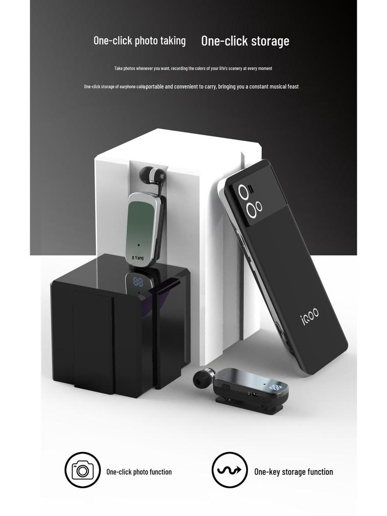 K65 Single-Ear Clip-On Bluetooth Sports Headset: Retractable, Noise-Canceling, Long Standby, Call Vibration.