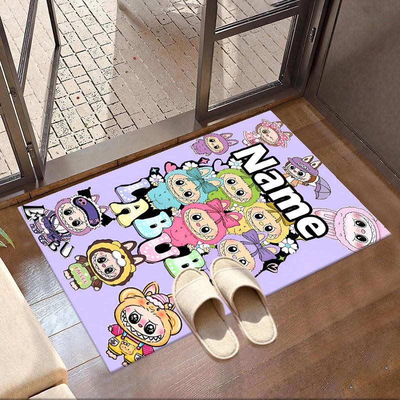 Custom Name Personalized Labubu Print Carpet, Versatile Home Decor Rug, for Playroom, Apartment, Balcony, Entryway, Hallway Gift