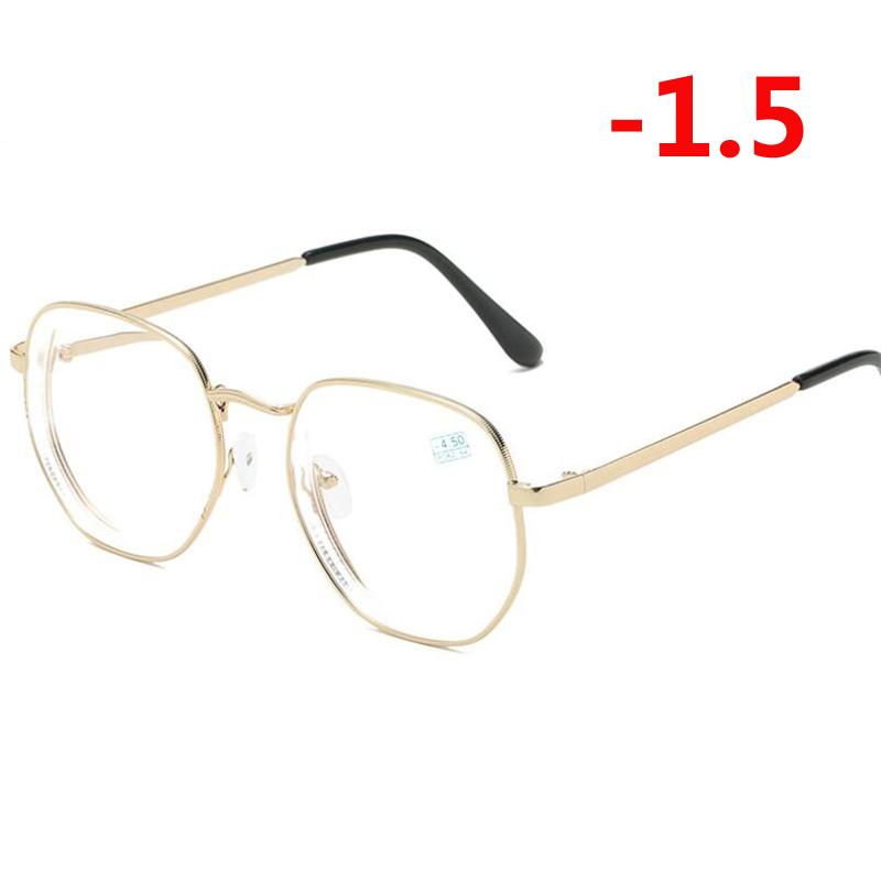 -1.0 -1.5 -2.0 To -6.0 Student Myopia Glasses Finished Golden And Black Frame Blue Film Short Sight Eyewear Prescription Glasses