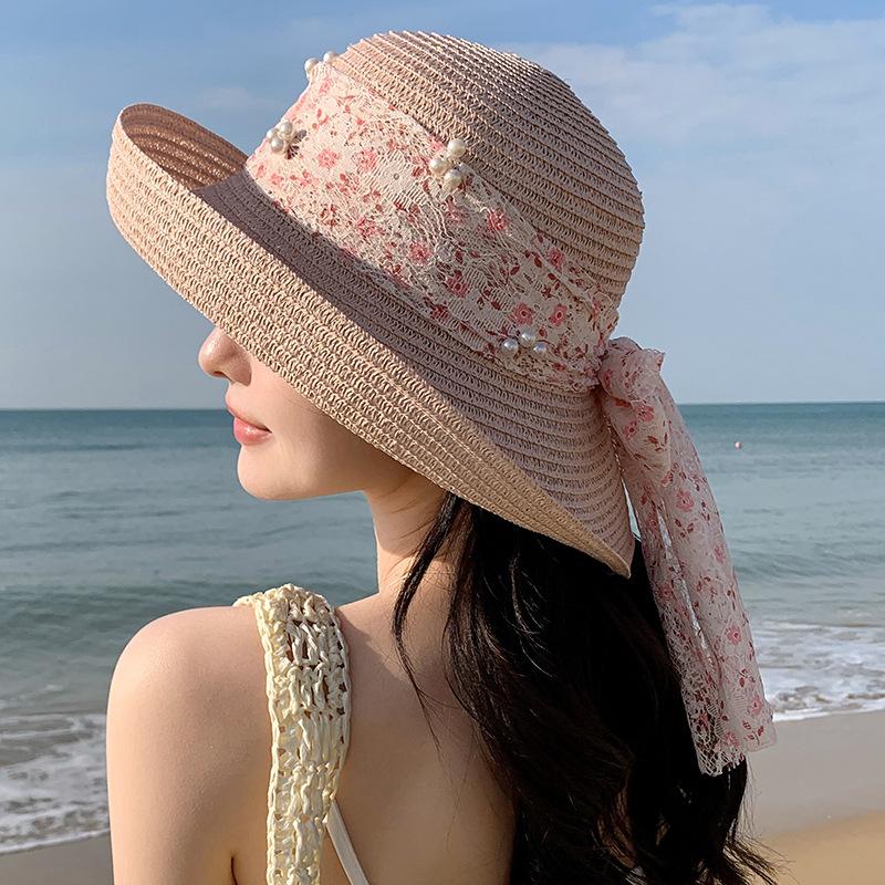 

Соломенная шляпа женская солнцезащитная с большими полями солнцезащитная шляпа розовый