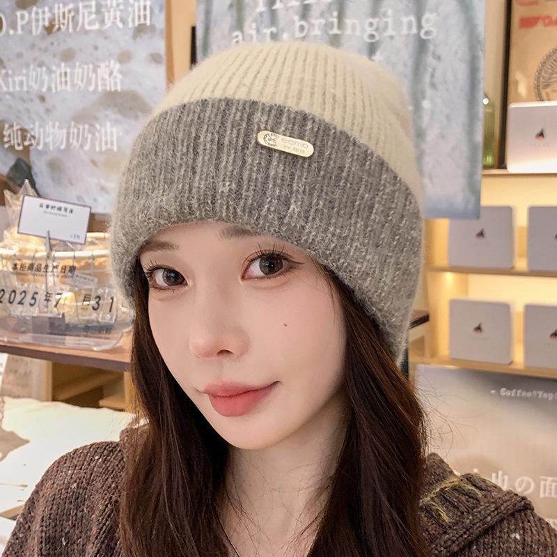 Wool Hat Women's Autumn and Winter Big Head Circumference Thickened Warm Ear Protection Hat Knitted New