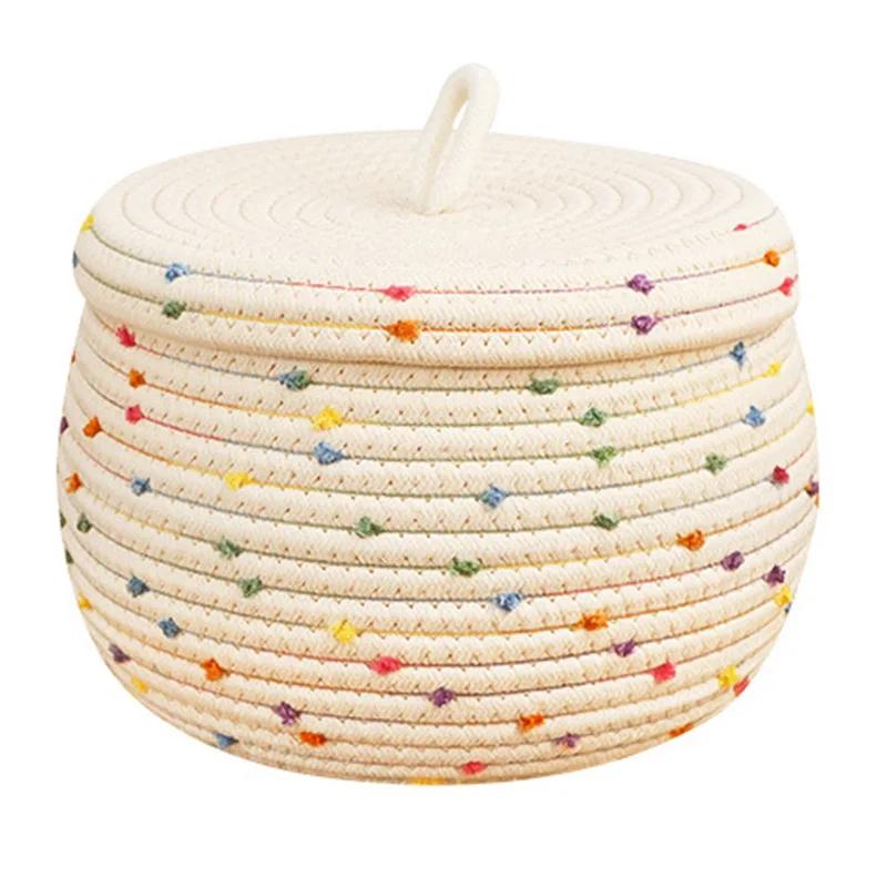 

Корзина для хранения хлопковых ниток Nordic, настольная с крышкой, корзина для хранения игрушек и закусок, ящик для хранения нижнего белья, органайзер для ключей, новый 25x16cm