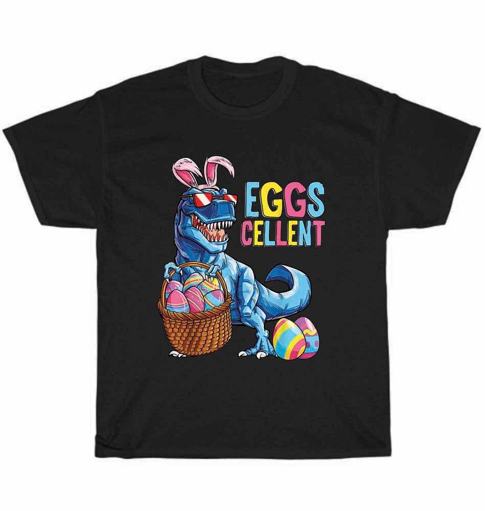 Счастливой Пасхи Динозавр Кролик Корзина Яйца Отличная Футболка Унисекс Смешная Футболка Подарок L