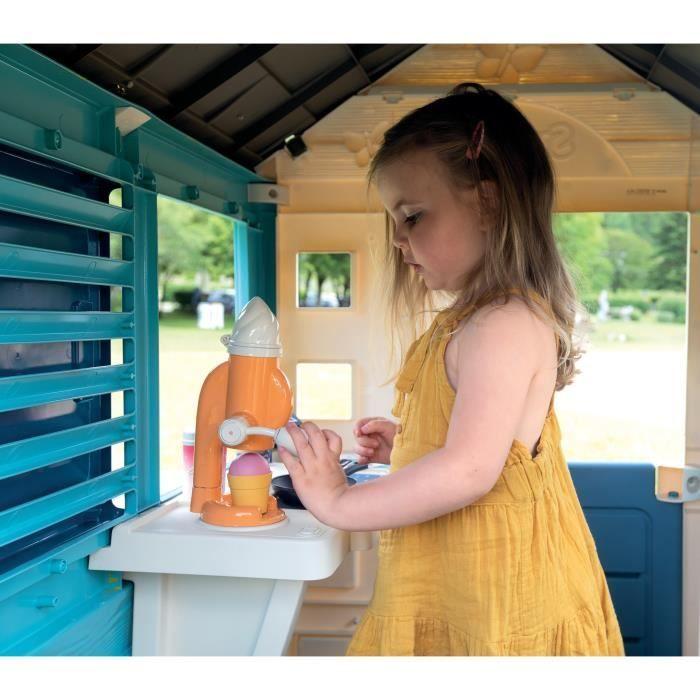 SMOBY - Maison Sweety Corner - Bancone e spazio di preparazione - Macchina per il gelato - 18 accessori inclusi - Prodotto in Francia