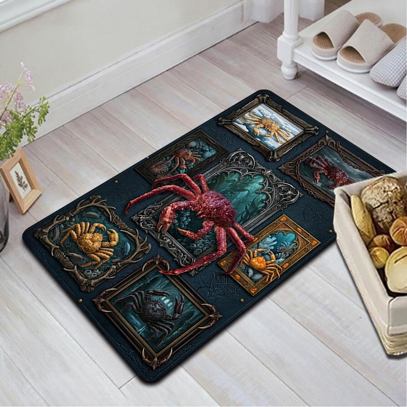 Crab Gallery Pattern Rug Floor Mat for Living Room or Bedroom Soft and Comfortable Carpet a Gift for Birthday and Holiday.