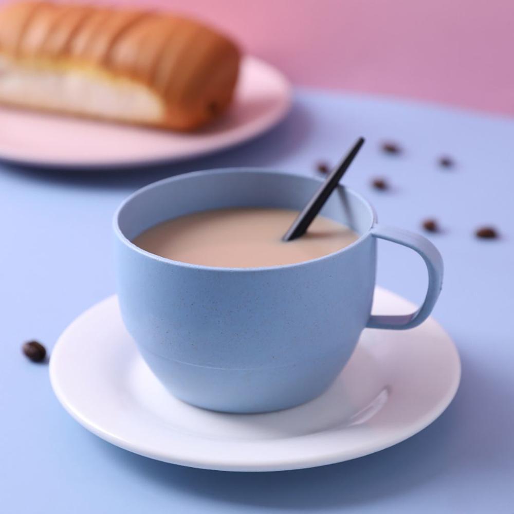with Handle Reusable Kitchen Supplies Flat Bottom Drinkware Wheat Straw Cup Coffee Mug Drinking Cup