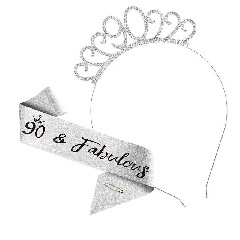 Cross-Border Digital Birthday Crown Set: Headdress, Party Shoulder Strap & Etiquette Belt Photo Prop for Girls
