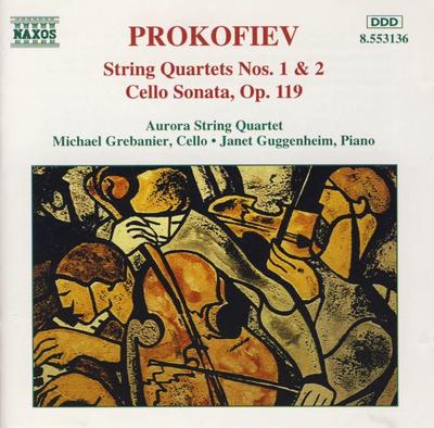 CD SERGEI PROKOFIEW - AURORA STRING QU - Kwartety smyczkowe nr. 1 i 2 / Wiolonczela 8553136 Naxos 1995 Europa Klasyczna Używana