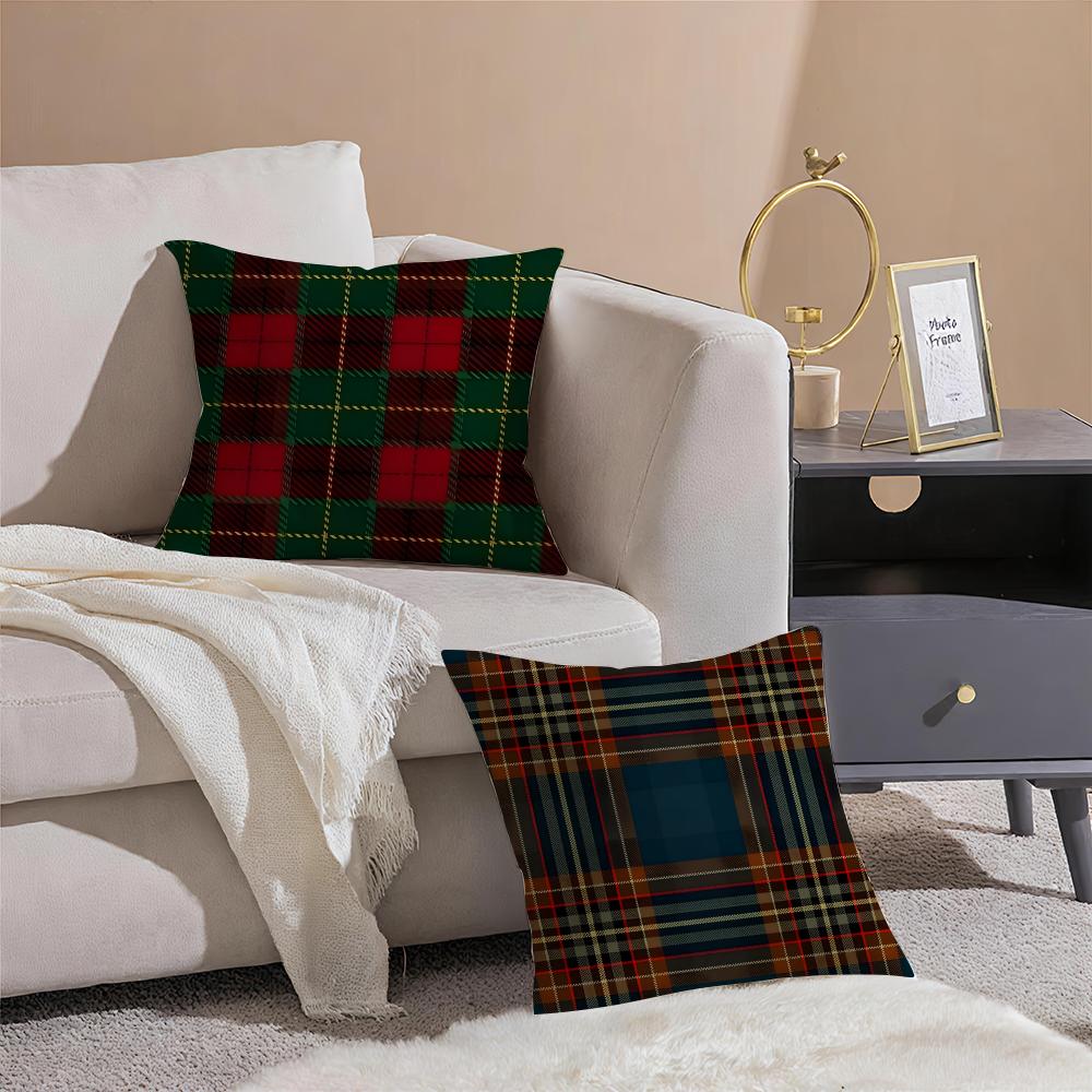Classic Plaid Scottish attern NNordic Scottish Cushion Cover Pillowcase Short Plush Invisible zipper Room Sofa Cushion Cover