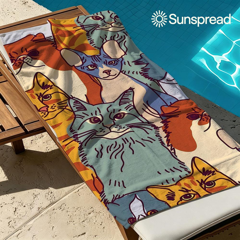 Jmg Household Supplies Light Cat Crowd Quick Drying Bath Towel Microfiber Beach Towel Weight Swimming Camping Yoga Beach Out