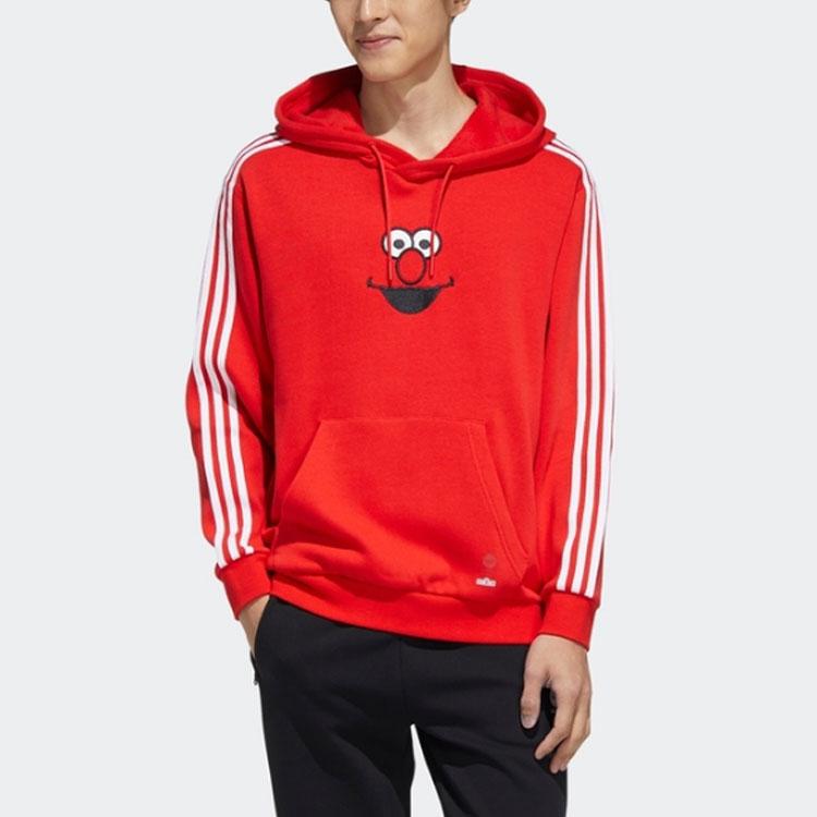 Adidas Neo Sesame Street Co-Branded U Ss Hdy Elmo Casual Sport Striped Hoodie Unisex Hoodie Red HD7300