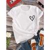 Heart Print T-Shirt Crew Neck Short Sleeve T-Shirt Casual Every Day Tops Wounisex's Clothing Y2k Top Shirts For Wounisex